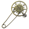 Zinc alloy brooch, Fashion jewelry, Lead-free, Length: about 55mm, Head size:27mm, Sold by PC