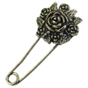 Zinc alloy brooch, Fashion jewelry, Lead-free, Length: about 55mm, Head size:24mm, Sold by PC