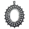 Zinc Alloy Pendant settings, Lead-free, Outside diameter:52x69mm, Interior diameter:28x38mm, Sold by PC