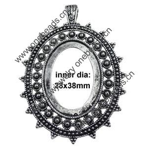 Zinc Alloy Pendant settings, Lead-free, Outside diameter:52x69mm, Interior diameter:28x38mm, Sold by PC