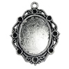 Zinc Alloy Pendant settings, Lead-free, Outside diameter:28x38mm, Interior diameter:16x21mm, Sold by PC