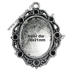 Zinc Alloy Pendant settings, Lead-free, Outside diameter:28x38mm, Interior diameter:16x21mm, Sold by PC