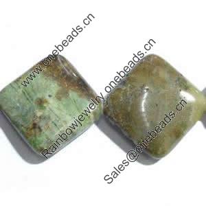 Gemstone beads, green ao bao, corner drilled square, 16x16mm, Sold per 16-inch Strand 