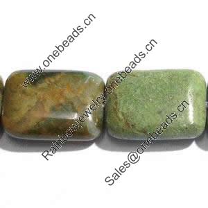 Gemstone beads, green ao bao, rectangle, 13x18mm, Sold per 16-inch Strand 