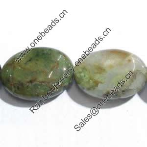 Gemstone beads, green ao bao, oval, 13x18mm, Sold per 16-inch Strand 