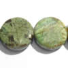 Gemstone beads, green ao bao, coin, 12x12mm, Sold per 16-inch Strand 