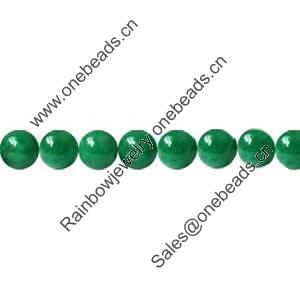 Gemstone beads, green jade, round, 10mm, Sold per 16-inch Strand 