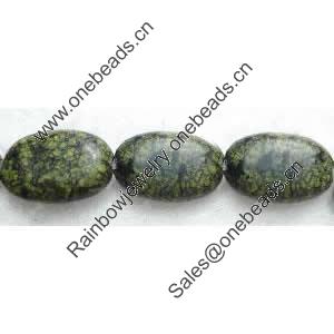 Gemstone beads, green lace stone, oval, 10x14mm, Sold per 16-inch Strand 