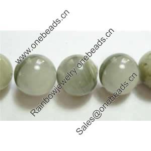 Gemstone beads, green rutilated jasper, round, 10mm, Sold per 16-inch Strand 
