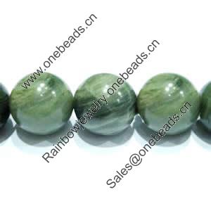 Gemstone beads, green rutilated quartz, round, 16mm, Sold per 16-inch Strand