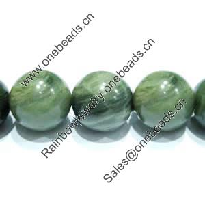 Gemstone beads, green rutilated quartz, round, 14mm, Sold per 16-inch Strand