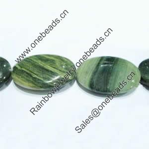 Gemstone beads, green rutilated quartz, oval, 15x20mm, Sold per 16-inch Strand