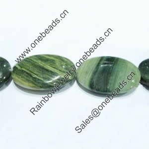 Gemstone beads, green rutilated quartz, oval, 13x18mm, Sold per 16-inch Strand