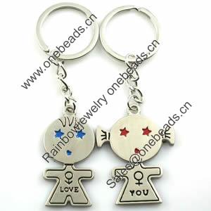 Zinc Alloy Lover keyring, Pendant Size 25mm-40mm, Length Approx:3.5inch-4inch, Sold by Pair