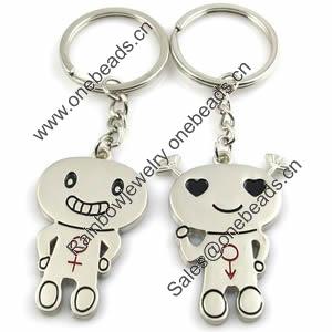 Zinc Alloy Lover keyring, Pendant Size 25mm-40mm, Length Approx:3.5inch-4inch, Sold by Pair