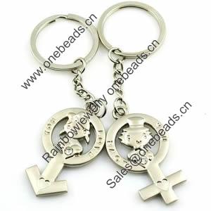 Zinc Alloy Lover keyring, Pendant Size 25mm-40mm, Length Approx:3.5inch-4inch, Sold by Pair