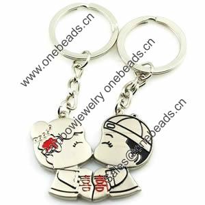 Zinc Alloy Lover keyring, Pendant Size 25mm-40mm, Length Approx:3.5inch-4inch, Sold by Pair