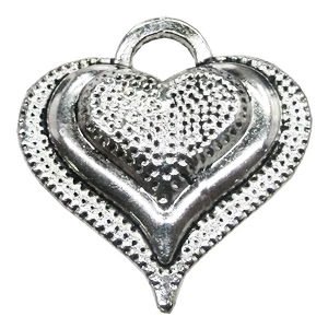 Pendant/Charm, Zinc Alloy Jewelry Findings, Lead-free, Heart 32x30mm, Sold by Bag
