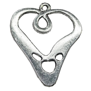 Pendant/Charm, Zinc Alloy Jewelry Findings, Lead-free, Heart 29x34mm, Sold by Bag