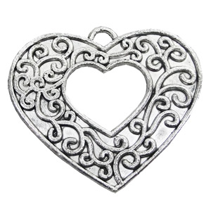 Pendant/Charm, Zinc Alloy Jewelry Findings, Lead-free, Heart 39x35mm, Sold by Bag