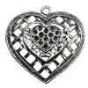 Pendant/Charm, Zinc Alloy Jewelry Findings, Lead-free, Heart 38x36mm, Sold by Bag