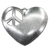 Pendant/Charm, Zinc Alloy Jewelry Findings, Lead-free, Heart 42x37mm, Sold by Bag