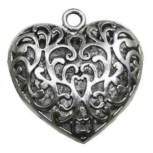 Pendant/Charm, Zinc Alloy Jewelry Findings, Lead-free, Heart 48x49mm, Sold by Bag