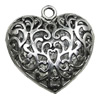 Pendant/Charm, Zinc Alloy Jewelry Findings, Lead-free, Heart 48x49mm, Sold by Bag