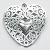 Pendant/Charm, Zinc Alloy Jewelry Findings, Lead-free, Heart 31x34mm, Sold by Bag