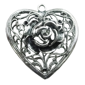 Pendant/Charm, Zinc Alloy Jewelry Findings, Lead-free, Heart 59x60mm, Sold by Bag