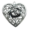 Pendant/Charm, Zinc Alloy Jewelry Findings, Lead-free, Heart 59x60mm, Sold by Bag