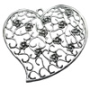 Pendant/Charm, Zinc Alloy Jewelry Findings, Lead-free, Heart 74x72mm, Sold by Bag