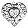 Pendant/Charm, Zinc Alloy Jewelry Findings, Lead-free, Heart 57x54mm, Sold by Bag