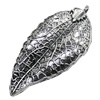Pendant/Charm, Zinc Alloy Jewelry Findings, Lead-free, Leaf 22x48mm, Sold by Bag