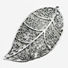 Pendant/Charm, Zinc Alloy Jewelry Findings, Lead-free, Leaf 31x59mm, Sold by Bag