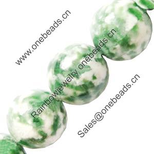 Gemstone beads, green spot jasper, round, 12mm, Sold per 16-inch Strand 