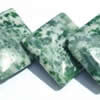 Gemstone beads, green spot jasper, corner drilled square, 10x10mm, Sold per 16-inch Strand