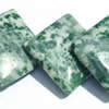 Gemstone beads, green spot jasper, corner drilled square, 12x12mm, Sold per 16-inch Strand