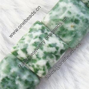 Gemstone beads, green spot, square, 12x12mm, Sold per 16-inch Strand