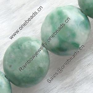 Gemstone beads, green spot jasper, coin, 10x10mm, Sold per 16-inch Strand 