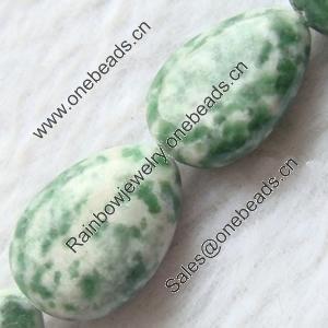 Gemstone beads, green spot jasper, horizontal drilled teardrop, 8x12mm, Sold per 16-inch Strand 