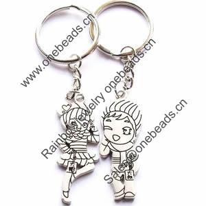 Zinc Alloy Lover keyring, Pendant Size 25mm-40mm, Length Approx:3.5inch-4inch, Sold by Pair