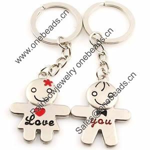 Zinc Alloy Lover keyring, Pendant Size 25mm-40mm, Length Approx:3.5inch-4inch, Sold by Pair