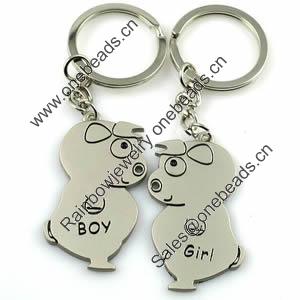 Zinc Alloy Lover keyring, Pendant Size 25mm-40mm, Length Approx:3.5inch-4inch, Sold by Pair