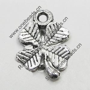 Pendant/Charm, Zinc Alloy Jewelry Findings, Lead-free, Leaf 14x10mm, Sold by Bag