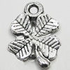 Pendant/Charm, Zinc Alloy Jewelry Findings, Lead-free, Leaf 14x10mm, Sold by Bag