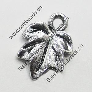 Pendant/Charm, Zinc Alloy Jewelry Findings, Lead-free, Leaf 11x15mm, Sold by Bag