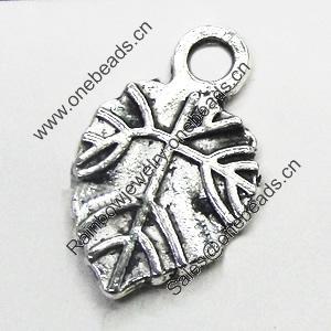 Pendant/Charm, Zinc Alloy Jewelry Findings, Lead-free, Leaf 11x18mm, Sold by Bag