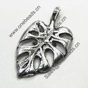 Pendant/Charm, Zinc Alloy Jewelry Findings, Lead-free, Leaf 12x19mm, Sold by Bag
