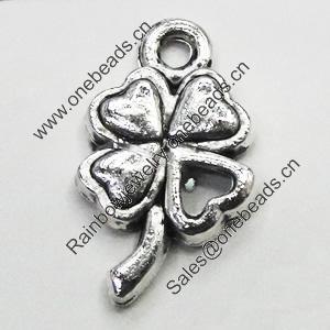 Pendant/Charm, Zinc Alloy Jewelry Findings, Lead-free, Leaf 11x20mm, Sold by Bag